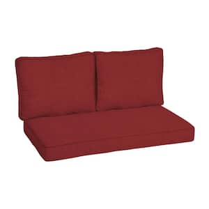 46 in. x 26 in. Outdoor Loveseat Cushion Set in Ruby Red Leala