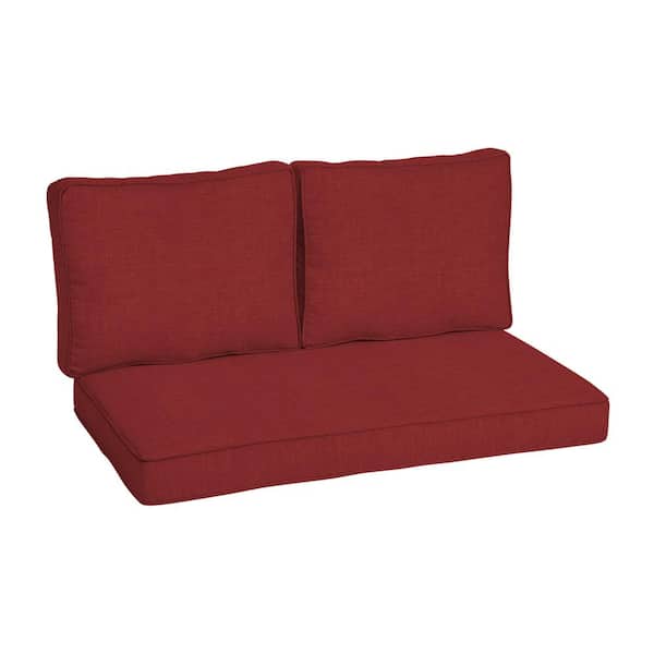 ARDEN SELECTIONS 46 in. x 26 in. Outdoor Loveseat Cushion Set in Ruby Red Leala