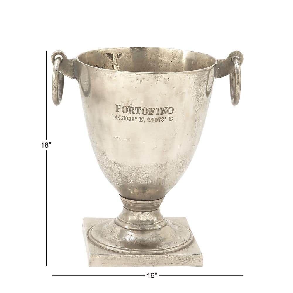 Vintage Silver Aluminum Champagne Ice Bucket with Handles