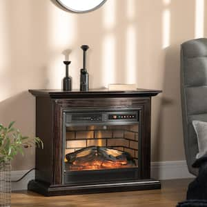 31 in. Freestanding Electric Fireplace in Brown with Dimmable Flame Effect and Mantel, Space Heater with Remote Control