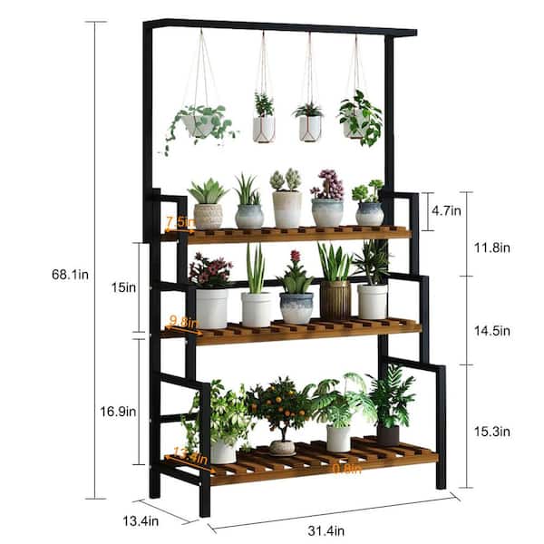 68.1 in. Tall Indoor Outdoor Metal 3-Tier Plant Stand Flower Pot Organ