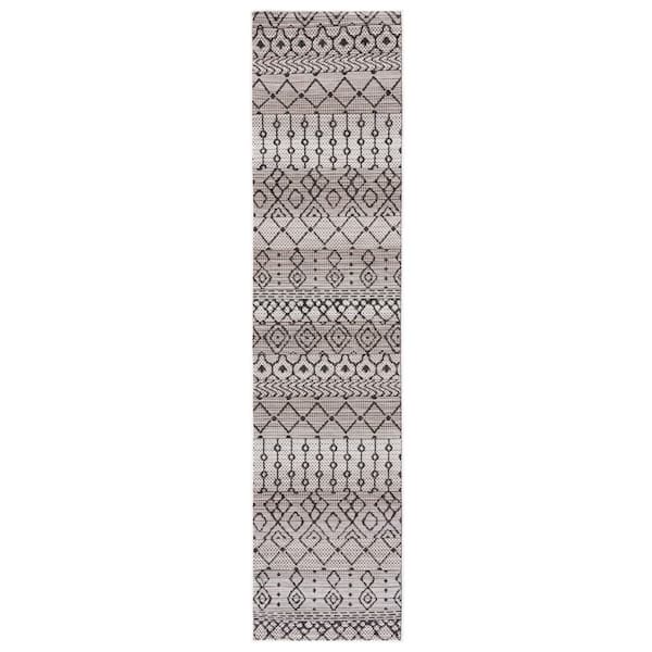 SAFAVIEH Havana Light Brown/Black 2 ft. x 9 ft. Aztec Tribal Indoor/Outdoor Runner Rug