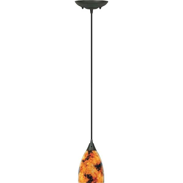 Westinghouse 1-Light Oil Rubbed Bronze Adjustable Interior Mini Pendant with Fire Storm Shade