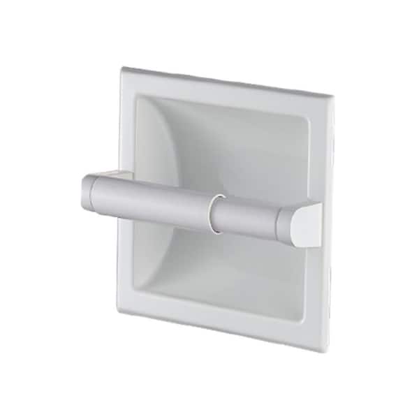 Bathroom Recessed Toilet Paper Holder Wall Mount Rear Mounting Bracket Included White in Bathroom