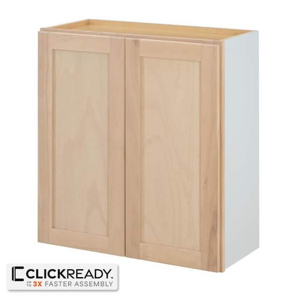 27 in. W x 12 in. D x 30 in. H Ready to Assemble Wall Kitchen Cabinet in Unfinished with CLICKREADY Technology