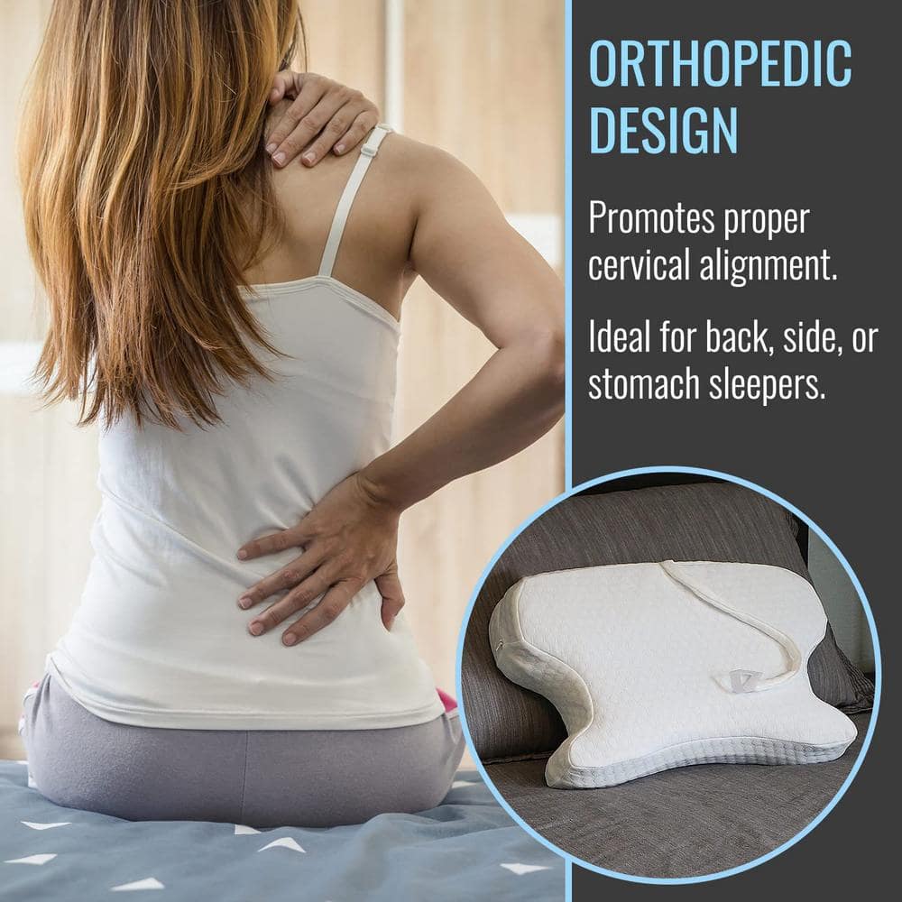 White Memory Foam CPAP Sleep Aid Pillow with Contoured Cutouts