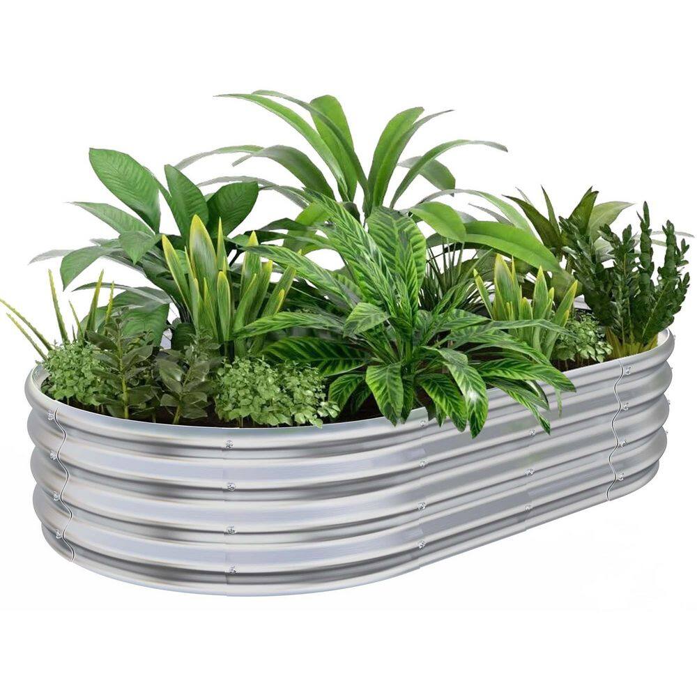 Raised Planter Box Galvanized Steel Garden Bed - 5 x 3 x 1 ft. Outdoor Oval Metal Frame for Vegetables/Flowers price history on PriceWatchPro