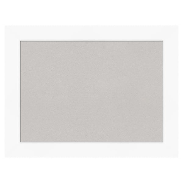 Amanti Art Cabinet White Framed Grey Corkboard 33 in. x 25 in Bulletin Board Memo Board