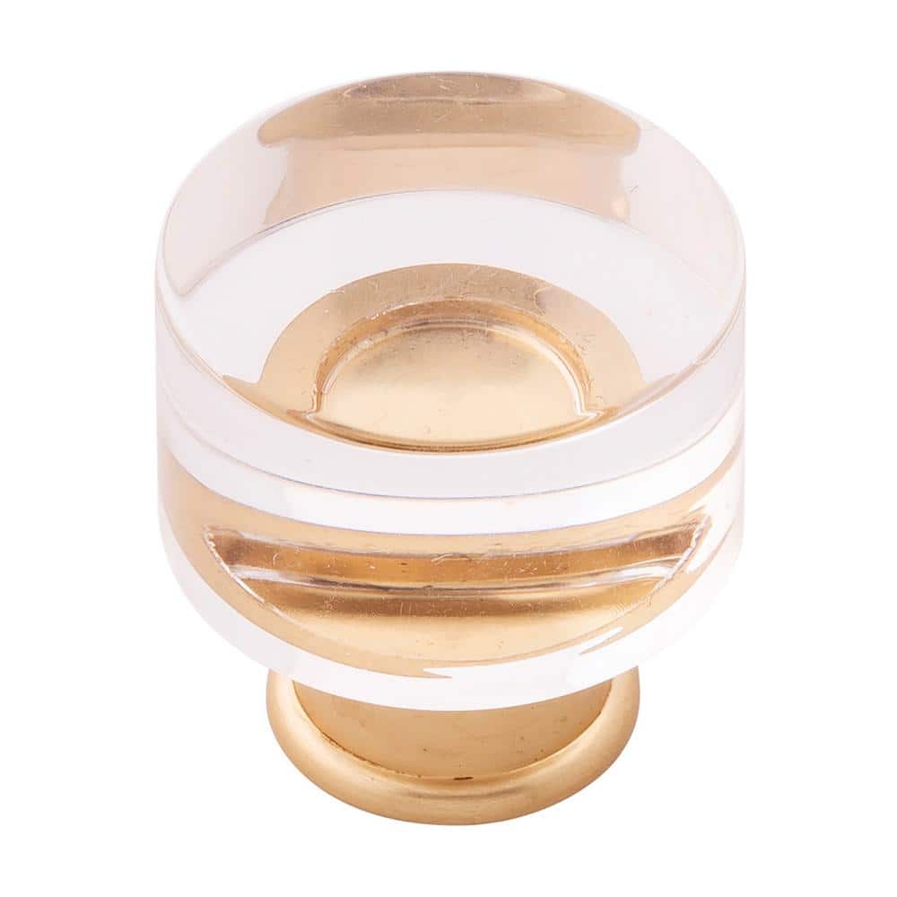Midway Collection Knob 1-1/4 in. Crysacrylic with Brushed Golden Brass Round Cabinet Knob price history on PriceWatchPro