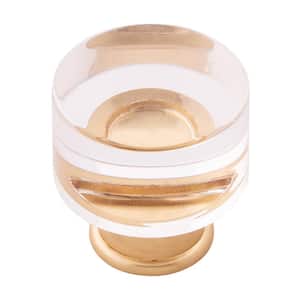 Midway Collection 1-1/4 in. Crysacrylic with Brushed Golden Brass Finish Cabinet Knob