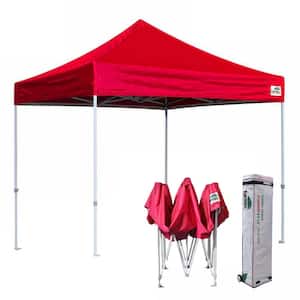 Eur max Commercial 8 ft. x 8 ft. Red Pop Up Canopy Tent with Roller Bag