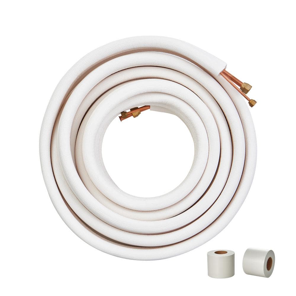 VEVOR 50 ft. Mini Split Line Set 1/4 in. and 1/2 in. O.D Copper Pipes Tubing and Triple-Layer Insulation for Air Conditioning