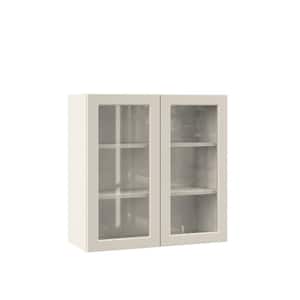 Designer Series Melvern 30 in. W x 12 in. D x 30 in. H Assembled Shaker Wall Kitchen Cabinet in Cloud with Glass Door