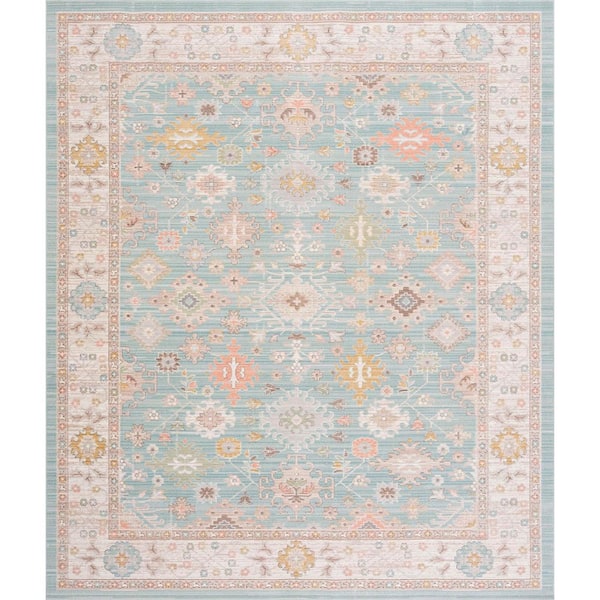 Crestwood Aqua 8 ft. x 10 ft. Oriental Indoor Area Rug
