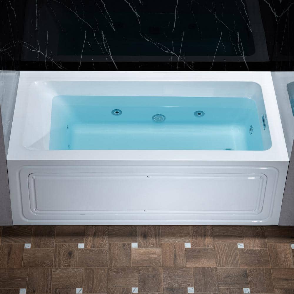 White Oval Freestanding Acrylic Bathtub with Brushed Gold Finish