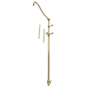Vintage 60 in. Add-On Shower with 17 in. Shower Arm in Brushed Brass