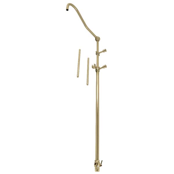 Vintage 60 in. Add-On Shower with 17 in. Shower Arm in Brushed Brass