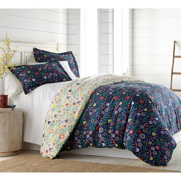Southshore Fine Linens boho bloom 3-Piece Blue Floral Microfiber Full/Queen Comforter Set