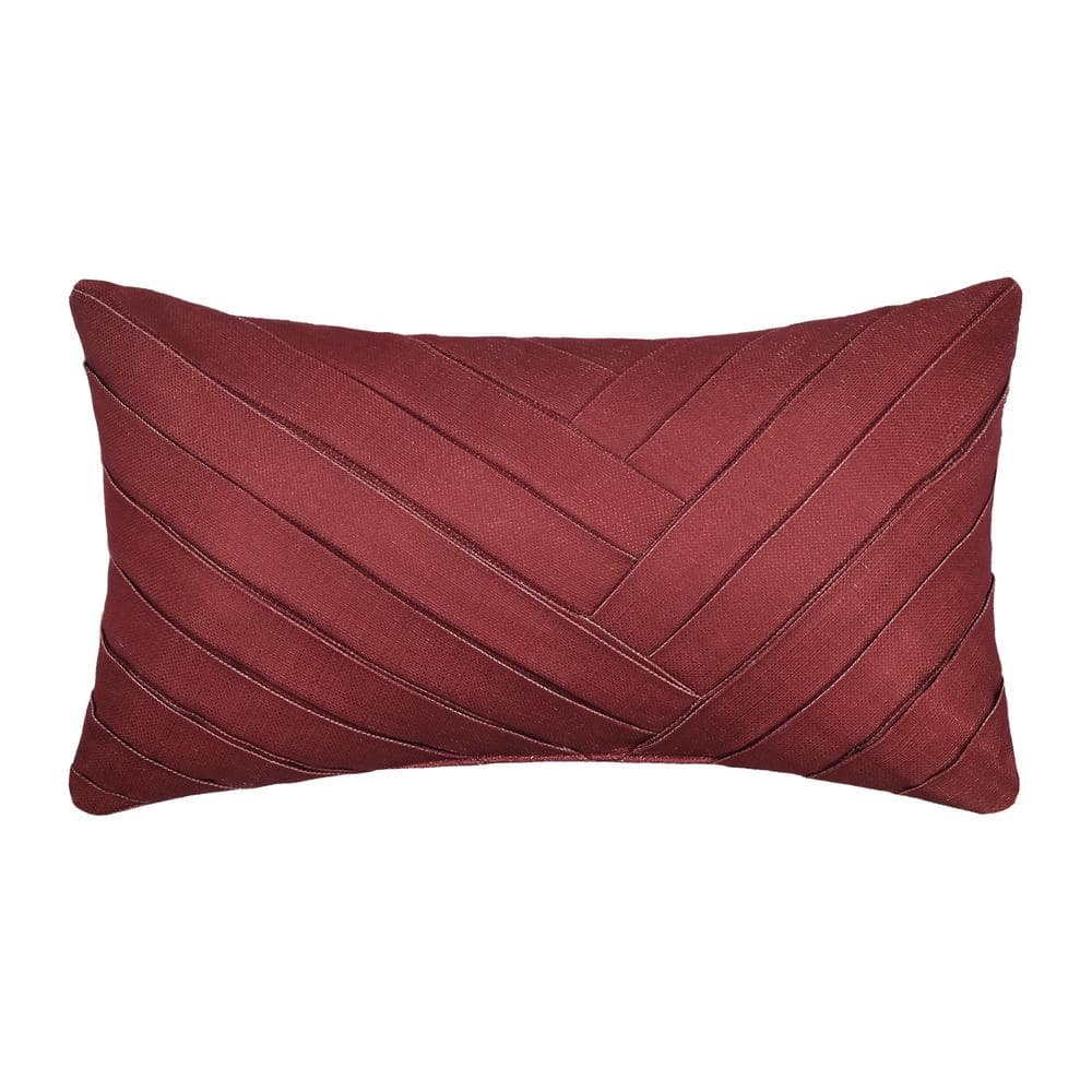 Bari Red Polyester Solid Boudoir Decorative Throw Pillow 12 In. L X 20 In. 