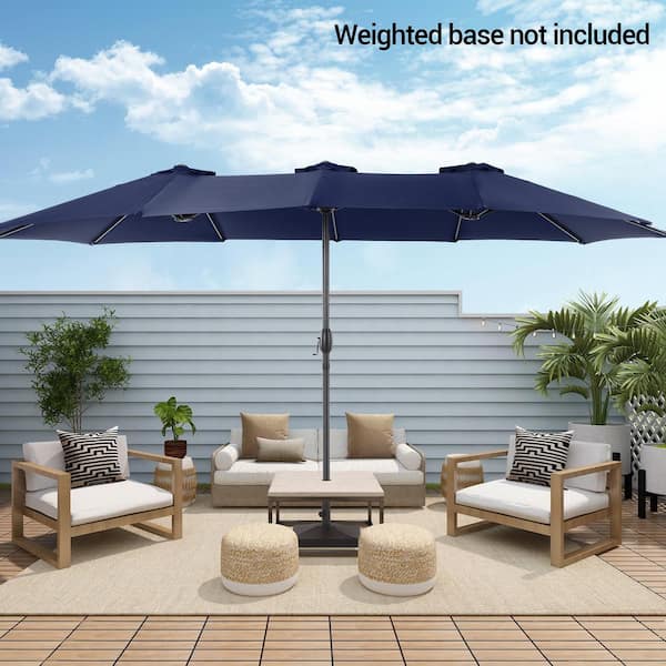 Sonkuki 15 ft. x 9 ft. Outdoor Double-Sided Umbrella Market Patio Umbrella in Navy Blue