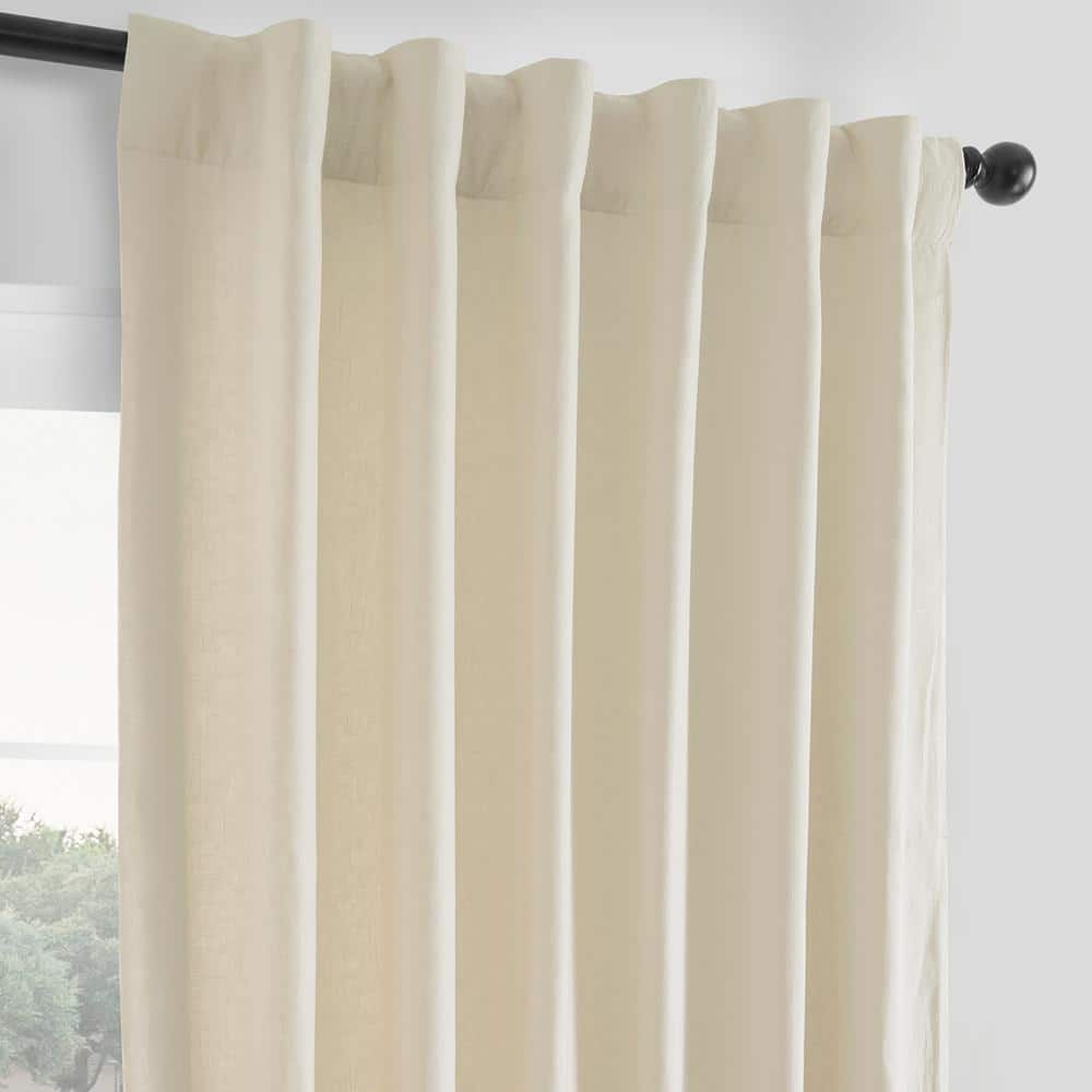 Ancient Ivory French Linen 120" Room-Darkening Curtain Panel