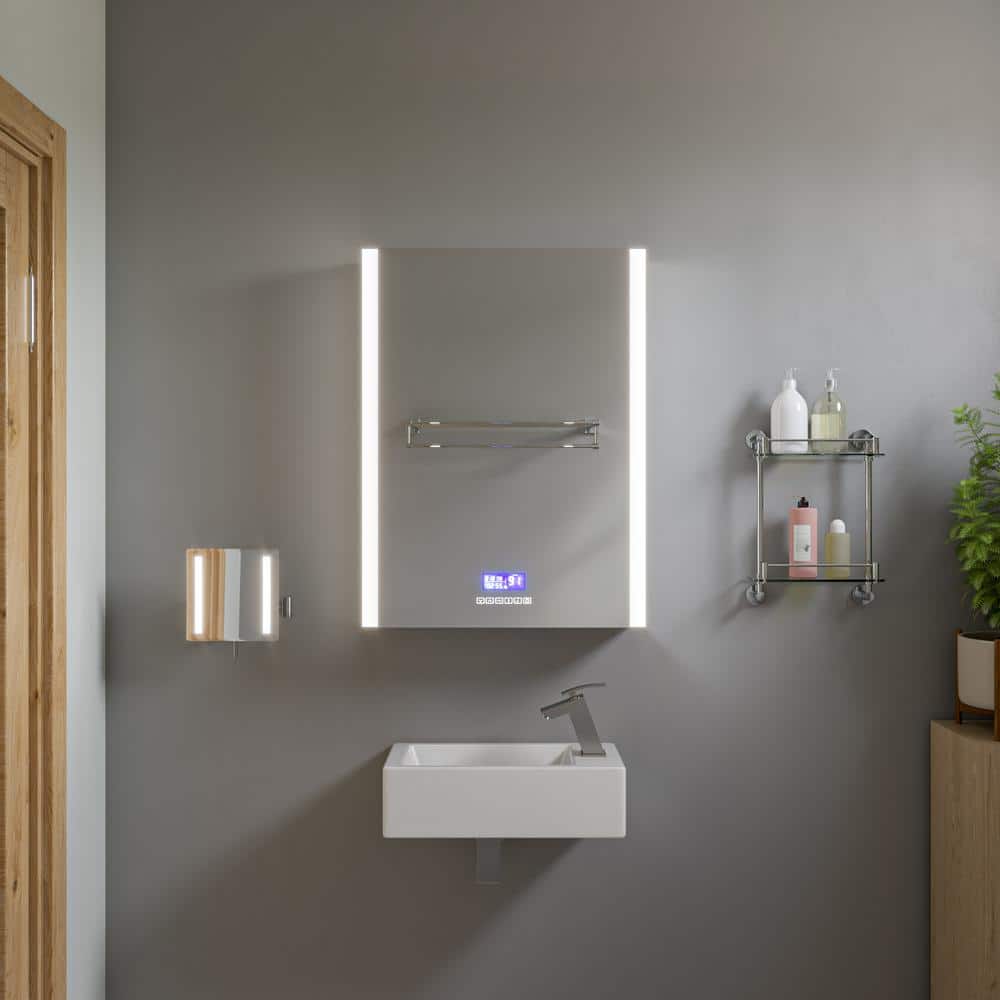 White Ceramic Rectangular Wall-Mount Bathroom Sink with Overflow