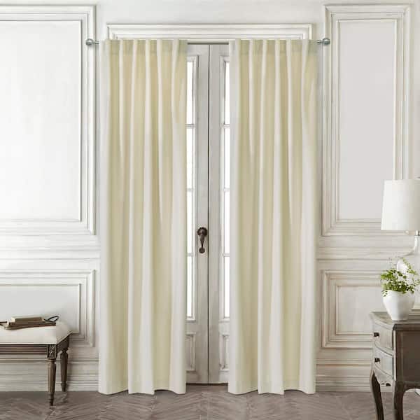 THERMALOGIC Seren Natural Polyester Velvet 50 in. W x 84 in. L Dual Header Indoor Room Darkening Curtain (Single Panel)