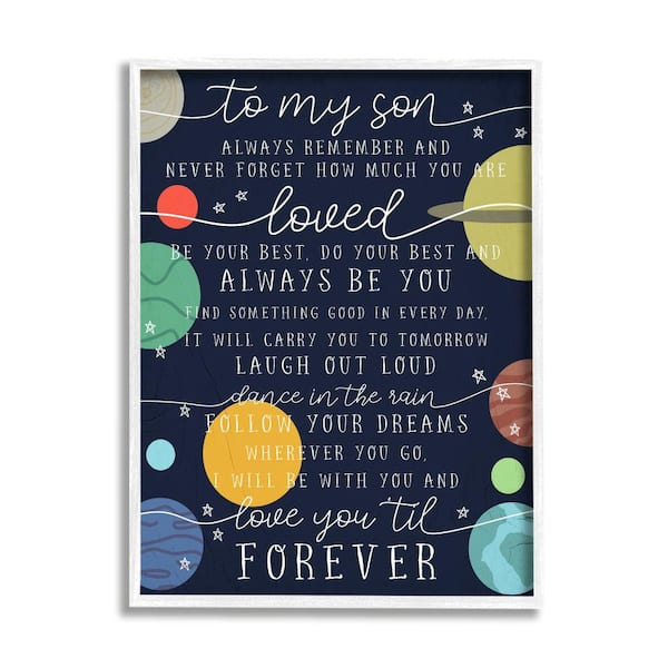 Stupell Industries My Son Love You Forever Phrase Outer Space by Daphne Polselli Framed Print Typography Texturized Art 11 in. x 14 in.