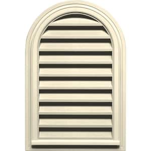 22 in. x 32 in. Round Top Plastic Built-in Screen Gable Louver Vent #020 Heritage Cream