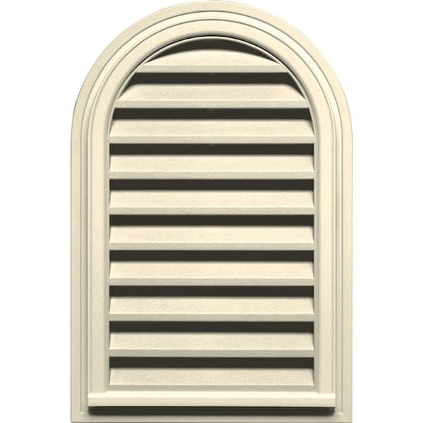 Builders Edge 22 in. x 32 in. Round Top Plastic Built-in Screen Gable Louver Vent #020 Heritage Cream