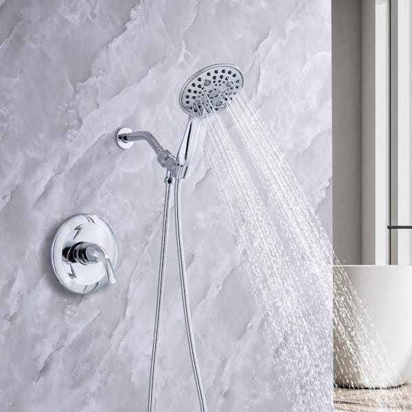 Single-Handle 6-Spray Round High Pressure Shower Faucet with Detachable 6 in. Shower Head in Chrome (Valve Included)
