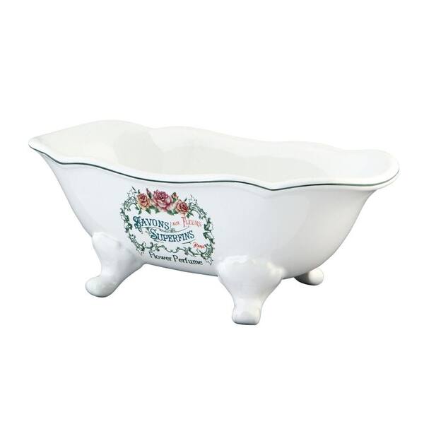 Kingston Brass Savons Aux Fleurs Wave Double Ended Claw Foot Tub Soap Dish in White