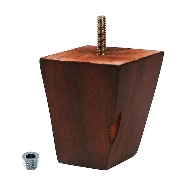 American Pro Decor 3-3/4 in. x 3 in. Stained Cherry Solid Hardwood Square Bun Foot