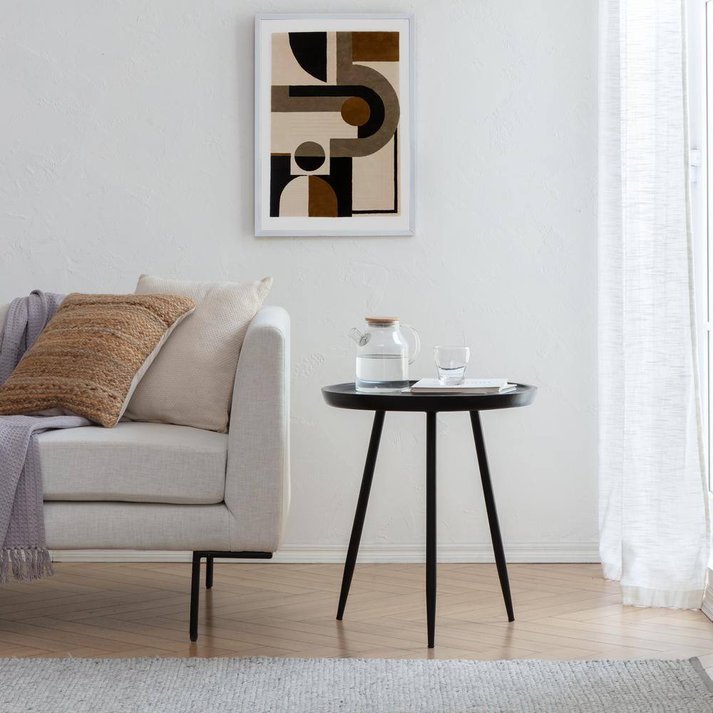 Chervey Black Round Mango Wood & Metal Side Table 21"