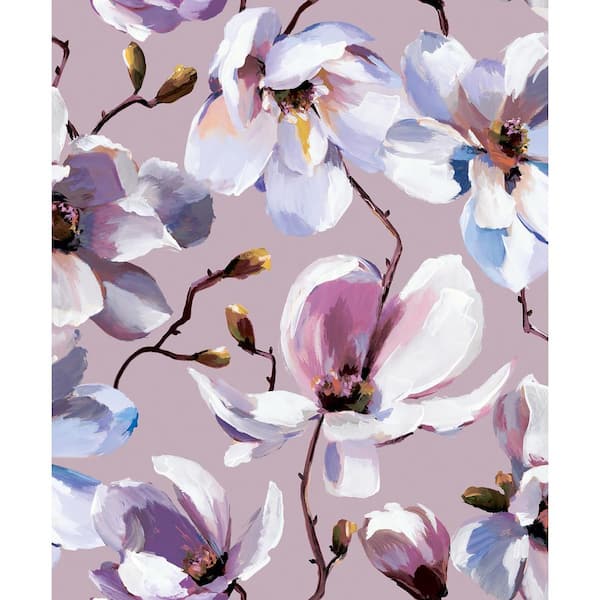 Unbranded Flora Collection Purple Cherry Blossom Matte Finish Non-Pasted Vinyl on Non-Woven Wallpaper Sample