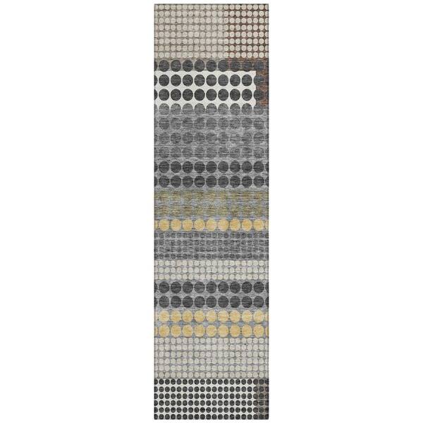 Chantille Machine Washable Indoor/Outdoor Abstract ACN2445 Black 2 ft. x 7 ft. Runner Rug