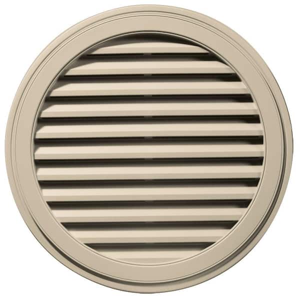 Builders Edge 36 in. x 36 in. Round Brown/Tan Plastic Weather Resistant Gable Louver Vent