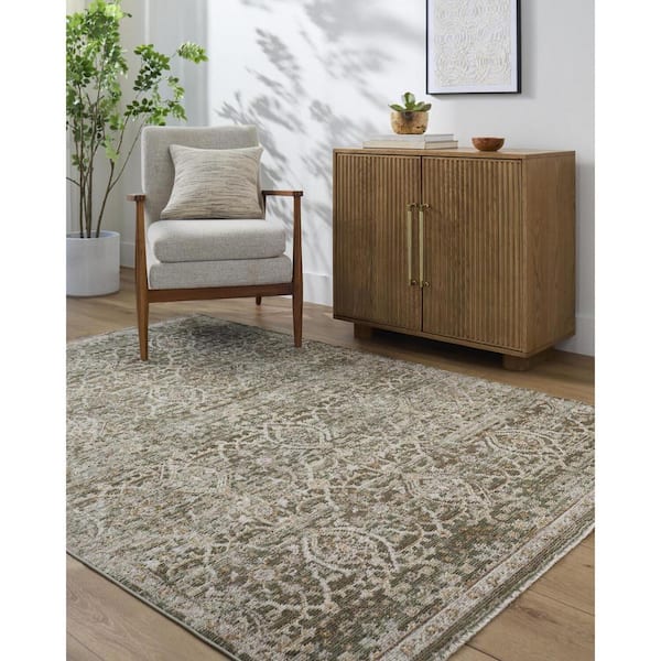 Galey Alix x Livabliss Myrtle Avenue VI Vintage Moroccan Area Rug, 6'7 in. x 9' (7' x 9'), Olive