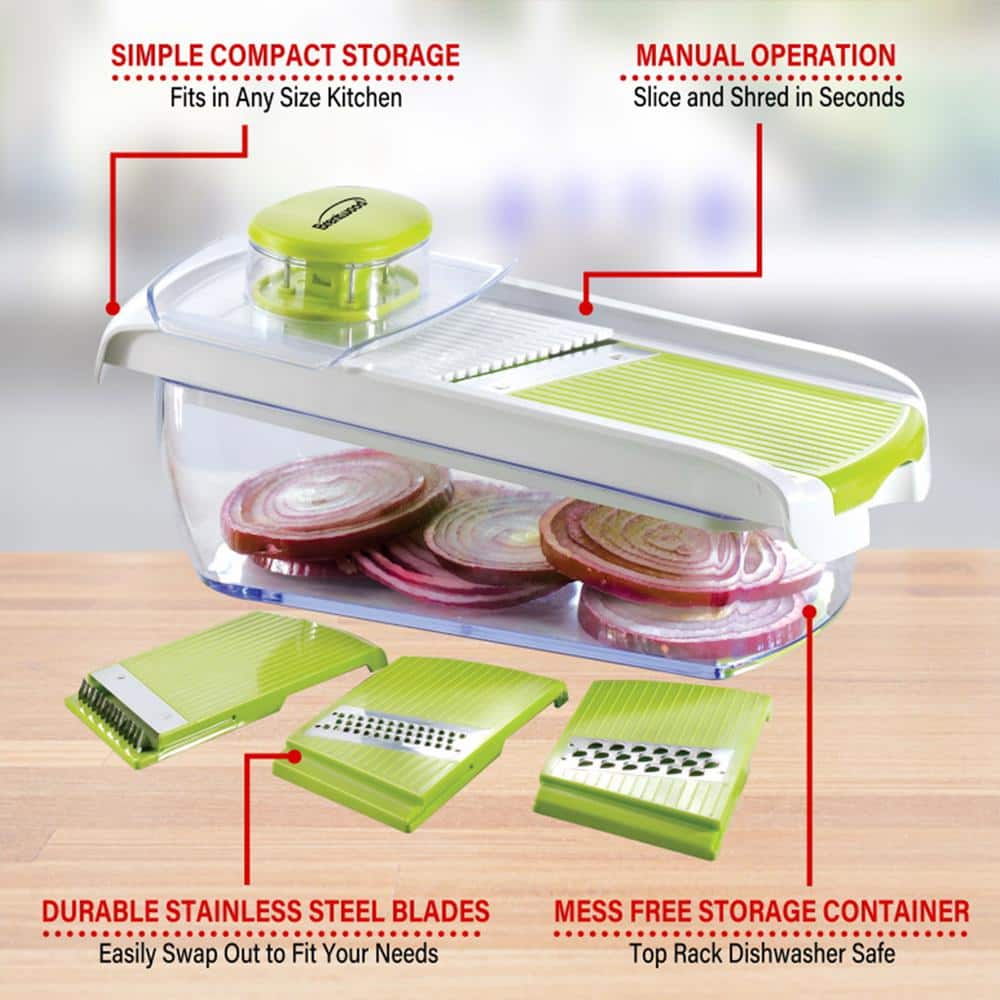 Green BPA-Free Mandoline Slicer with 5-Cup Storage Container