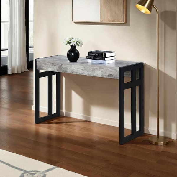 Convenience Concepts Monterey 49.5 in. Faux Birch and Black 30 in. Rectangle Particle Board Top Entryway Hall Console Table/Desk