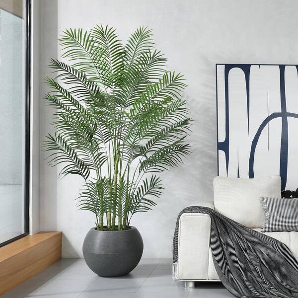 5/6FT Artificial Palm Tree UV Resistant With Black/White Taper Planter For Indoor & Outdoor(VN130