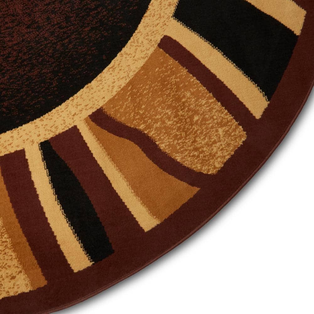 Premium Rizzy Round Brown and Beige Synthetic Area Rug