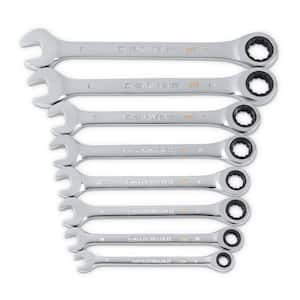 SAE 90-Tooth Combination Ratcheting Wrench Tool Set with Tray (8-Piece)