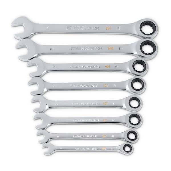 GEARWRENCH SAE 90-Tooth Combination Ratcheting Wrench Tool Set with Tray (8-Piece)