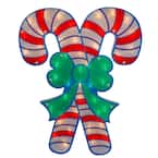 18.5 in. Lighted Double Candy Cane Christmas Window Silhouette