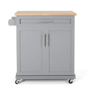 Mingo Gray Kitchen Cart with Cabinet Space