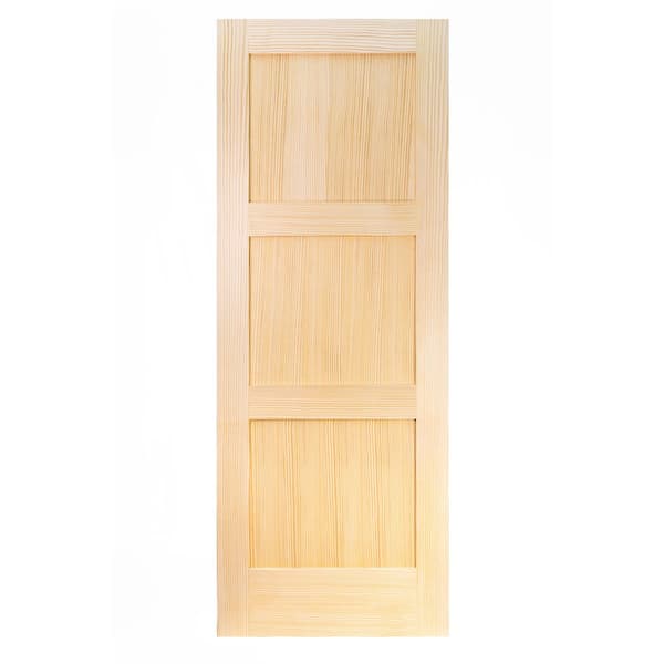 24 in. x 79.92 in. 3 Panel Shaker Unfinished Wood Vertical Grain Interior Door Slab