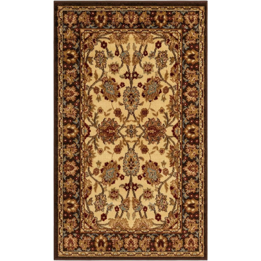 Handmade Cream Synthetic Rectangular Stain-Resistant Area Rug