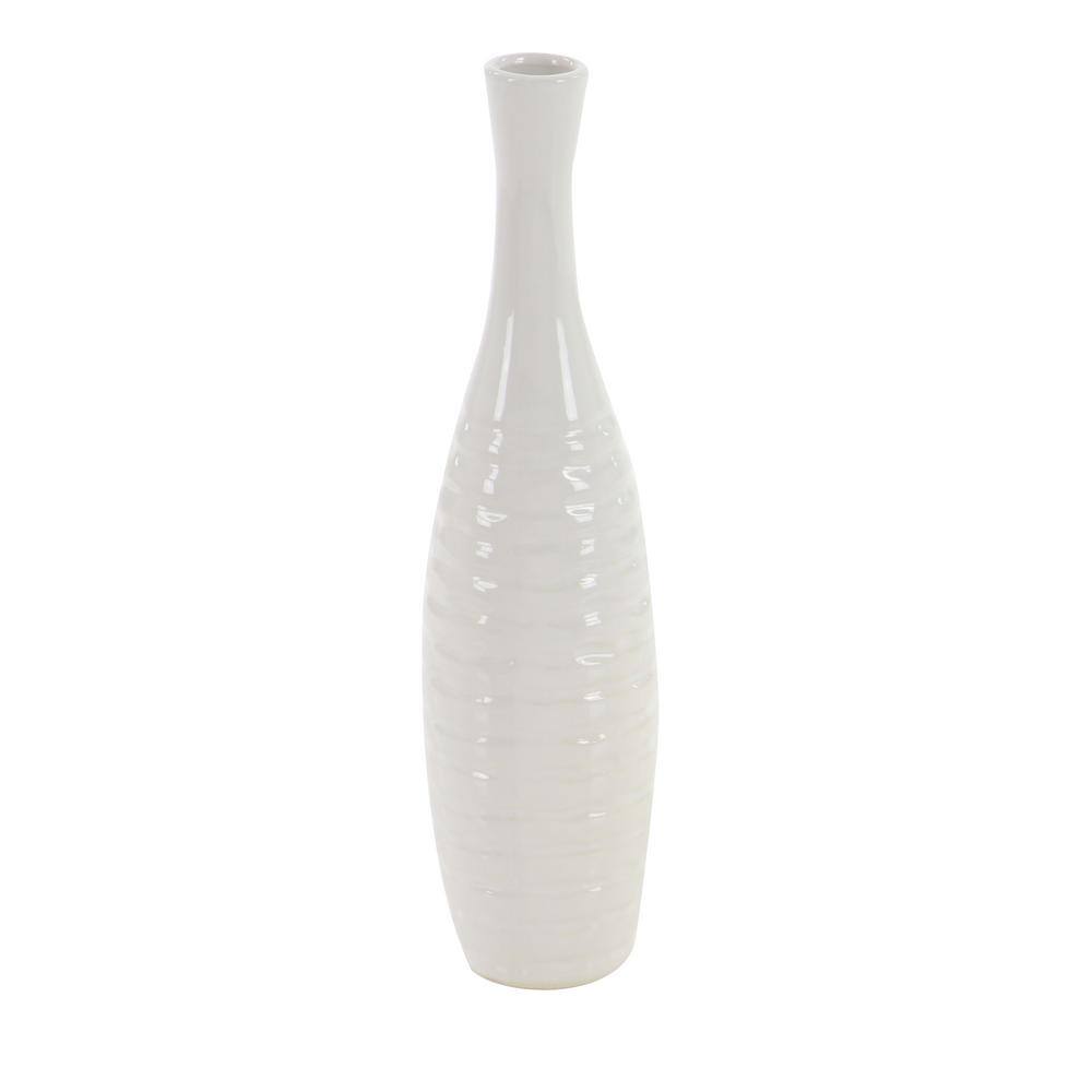 White Modern Ceramic Bud Vase Set - 12" Tall