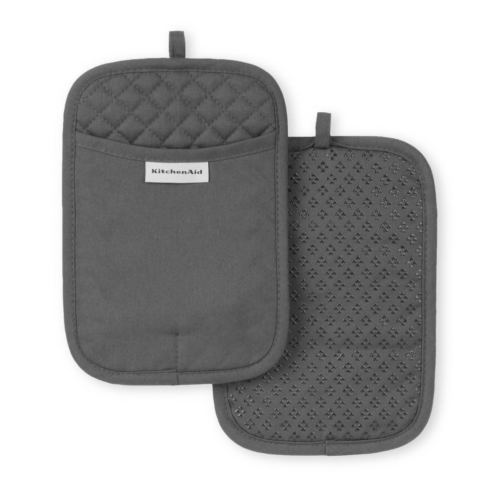 Charcoal Gray Silicone Cotton Pot Holder Set, 2-Piece